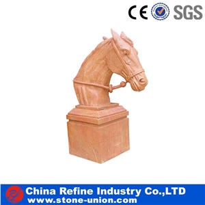 Life Size Horse Sculpture，Beige Marble Horse