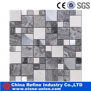 Marble and Steel Mosaic, Mixed Materials Mosaic Tiles Manufacturer