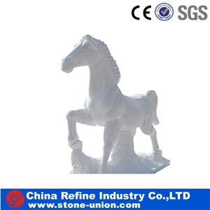 White Horses Animal Sculptures Stone Carvings, Marble White Animal Sculptures, Horse Figure Statues