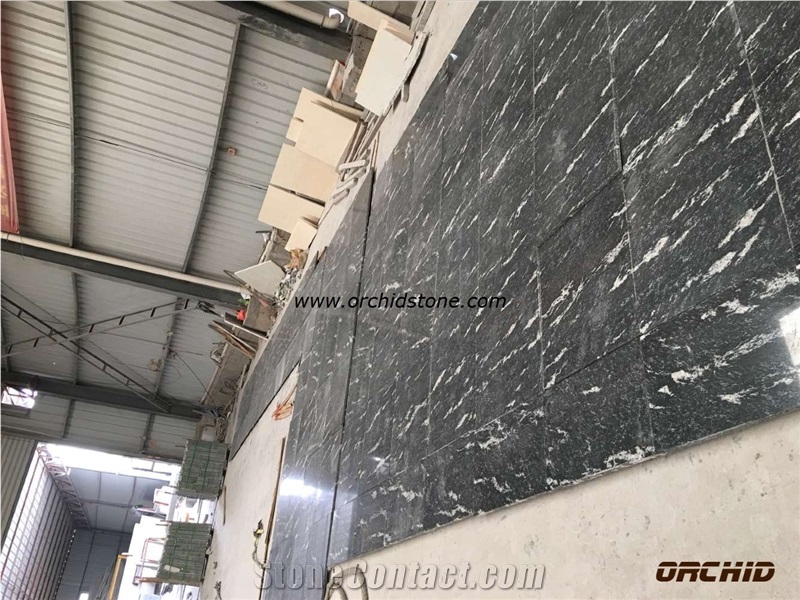 Black Via Lactea Granite /Brazil Black Granite Big Slabs & Tiles & Gangsaw Slab & Strips (Small Slabs) & Customized & Wall/Floor Covering