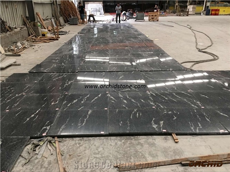 Polished China Snow Grey, Via Lactea, Jet Mist, River Black Granite Tiles & Slabs, Cut to Size, Chinese Natural Landscaping Stone, White Vein, Floor & Wall Covering, Decoration