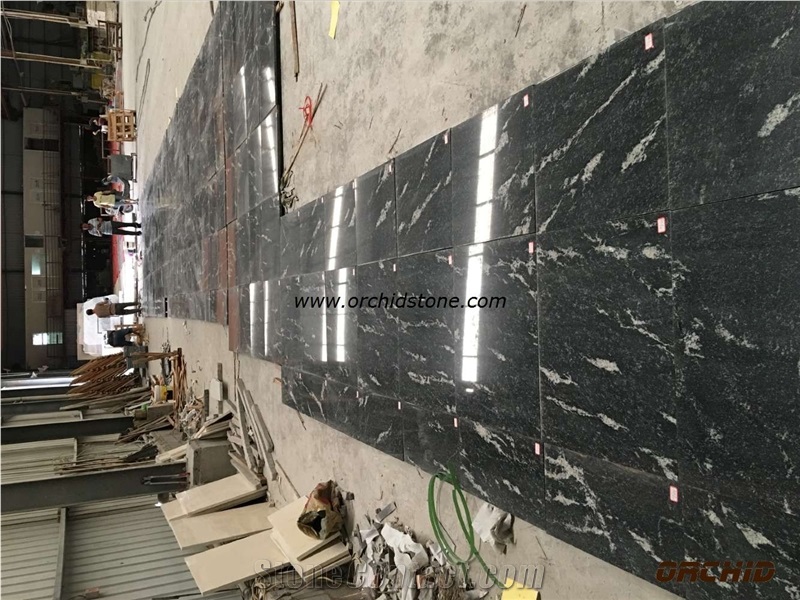 Polished New Ganges/Cosmic Black Granite Flooring/Wall Covering Tiles