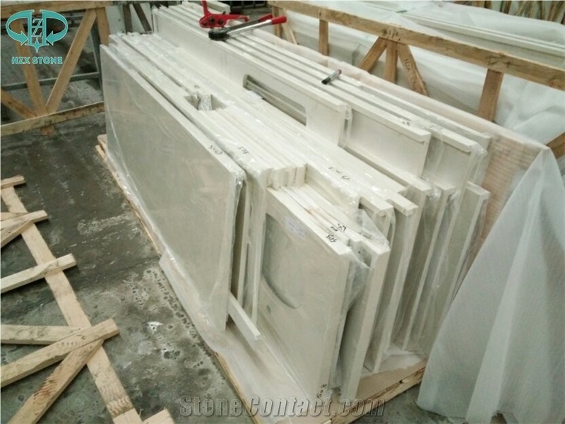 Artificial Quartz Stone Solid Surface Factory Custom White Quartz Kitchen Countertops Island Tops