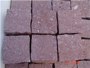 Red Porphyry Cubestone Natural Finish for Walkway Pavers