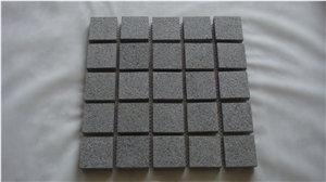 Tumbled G603 Cube Stone Pavers on Mesh for Terrace Floors