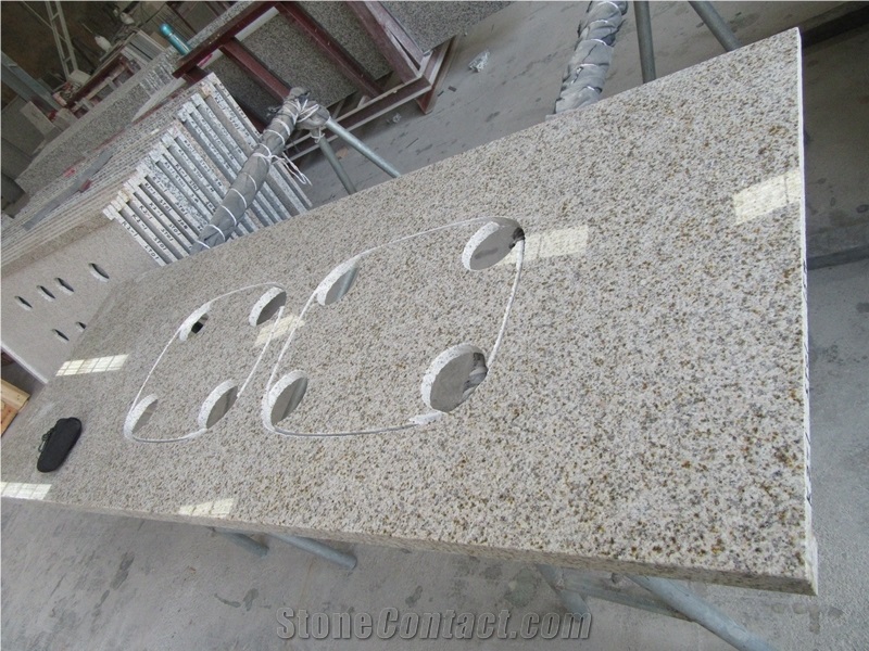 China Yellow Granite Giallo Rustic G682 Project Countertop Polished Surface Oval Sink, Customized Golden Yellow G682 Oval Sink Countertop