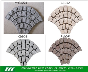 G682 G654 G603 G658 Mixed Meshed Granite Paving Stone,Cobble and Cube Stone on Meshed