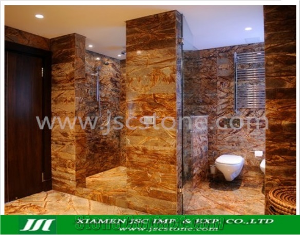 Rain Forest Brown Marble Tiles & Slabs, India Brown Marble