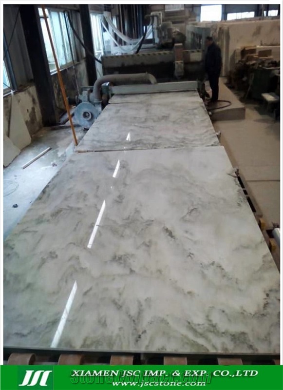 White Marble Tile & Slabs with Green Veins