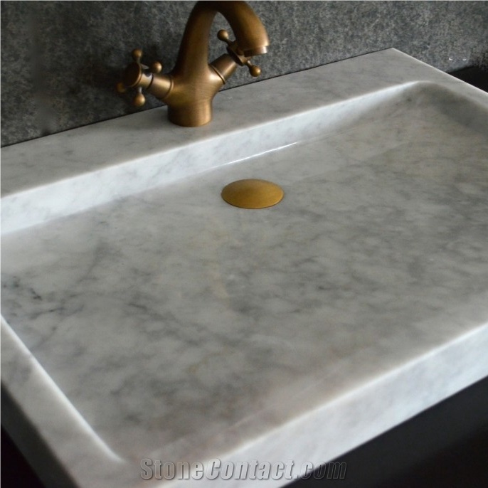 27 Inches Carrara White Marble Bathroom Rectangle Sinks