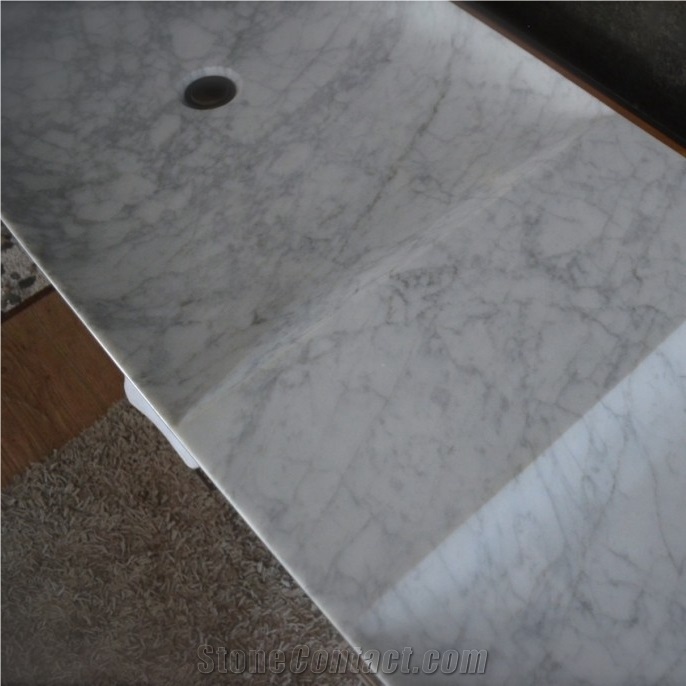 63inch Bianco Carrara White Marble Double Trough Bathroom Sink