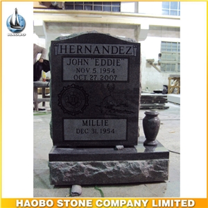 American Granite Upright Headstone with Memorial Vase