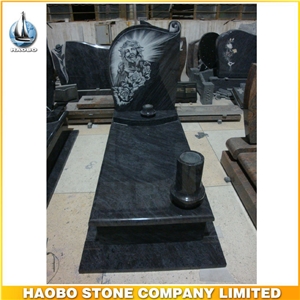 Bahama Blue Granite European Style Tombstone
