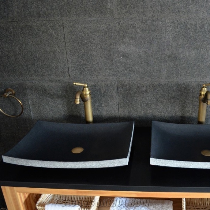Black Granite Natural Stone Bathroom Wash Basins