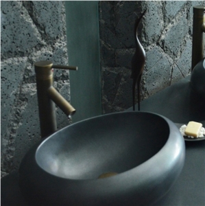 Black Granite Nature Stone Bathroom Vessel Sink