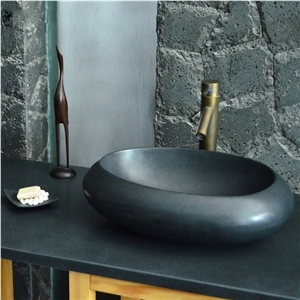 Black Granite Nature Stone Bathroom Vessel Sink