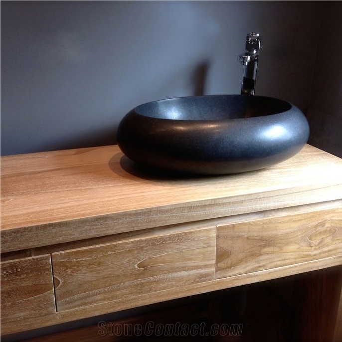 Black Granite Nature Stone Bathroom Vessel Sink