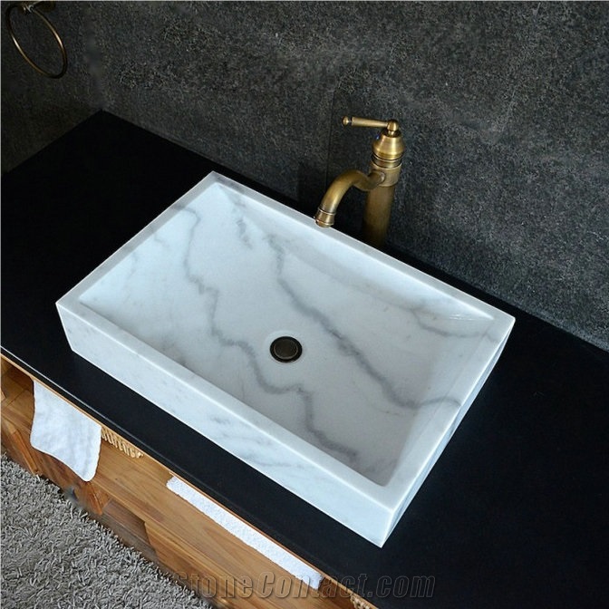 China Guangxi White Marble Bathroom Sink