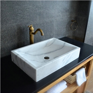 China Guangxi White Marble Bathroom Sink