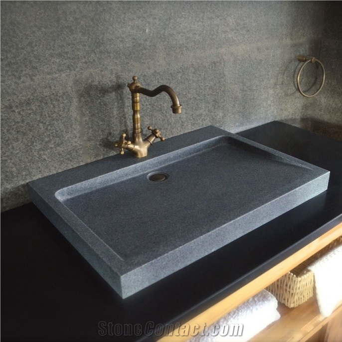 Dark Grey G654 Granite Stone Bathroom Wash Basin from China