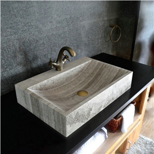 Grey Wood Marble Bathroom Rectangle Basins