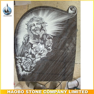 Haobo European Funeral Decoration Granite Cemetery Tombstone Plaques