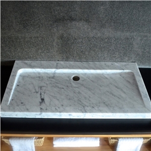 Italian Carrara White Marble Stone Bathroom Sink