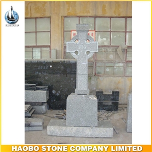 Large Grey Granite Celtic Cross Headstone