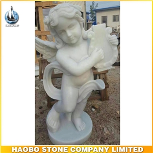 Life Size White Marble Baby Angel Carving Statues