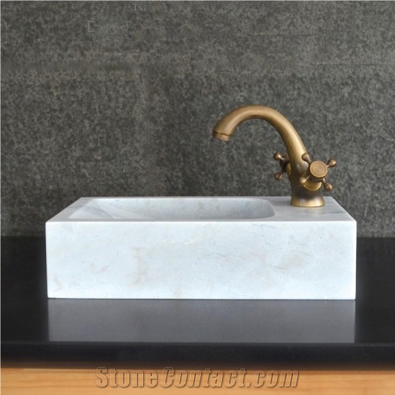 Rectangular Natural Stone White Marble Wash-Hands Basins