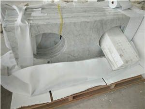 Calacatta Carrara White Marble Prefab Single Sink Bath Tops