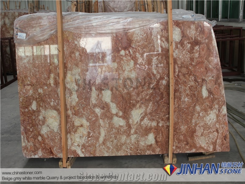 Classic Pink-Tea Rose Marble, Philippines Marble, Orange Marble, Bookmatch Slabs for Decor Wall and Floor Tile