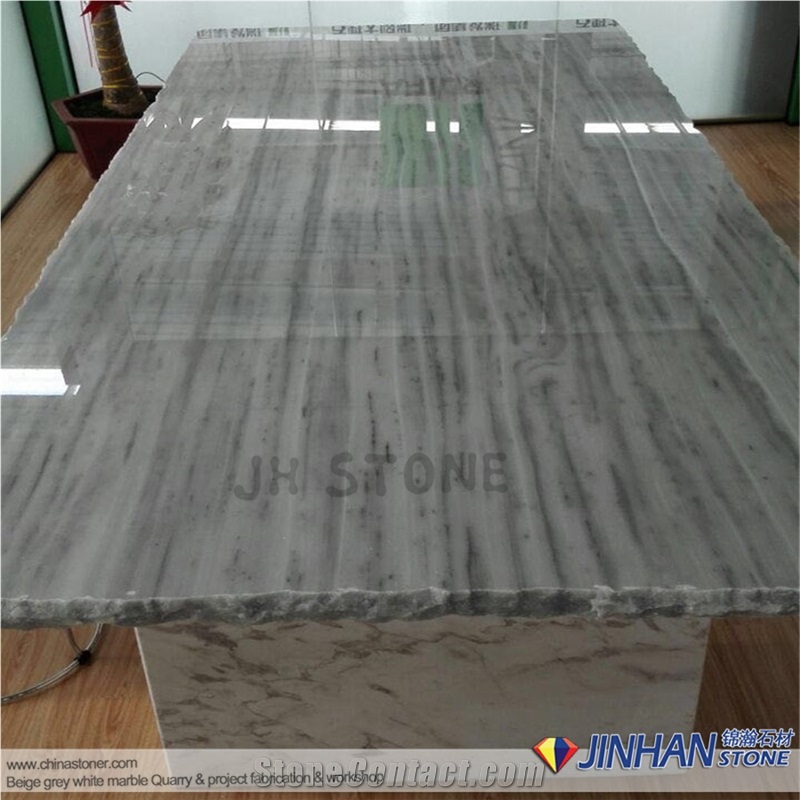 Greece White Marble Kawala White Marble Fabricate Reception Counter with Table Top Design