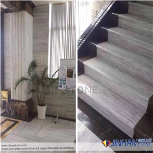 Kavala White Marble Fabricated Stair Treads Steps Riser for Staircase