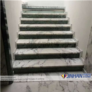 Statuarietto Bianco Marble Staircase, Statuarietto White Marble Stairs, Bianco Statuario Marble Steps