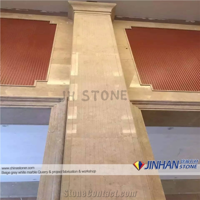 Turkey Beige Marble Chanel Gold Coludy Marble Prefab Walling Capping, Wall Coping