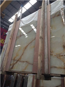 Golden White Onyx, Onix, Slabs & Tiles, for Wall and Flooring Coverage, High Quality