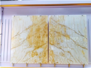 White Onyx Golden Veins Book Match Transparent Onyx Background Wall