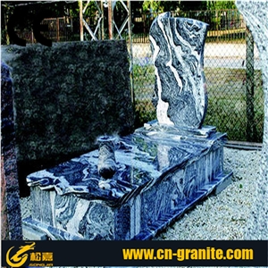 Blue Tombstones, Cemetery Engraved Tombstones, Custom Tombstone Monument Design, Western European Style Single Monuments, Memorial Natural Stone Gravestones