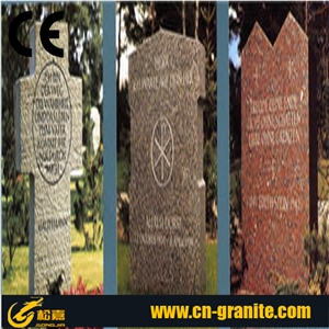 China G654 Granite Headstones, Cemetery Engraved Tombstones, Custom Tombstone Monument Design, Western European Style Single Monuments, Memorial Natural Stone Gravestones