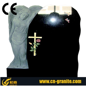 China Red Granite American Style Polished Monument, Western Design Tombstone,Vase and Engraved Headstones, Boulder Single Cemetery Gravestone