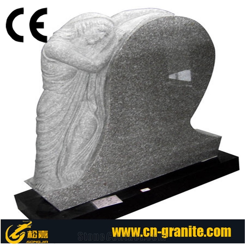 China Shanxi Black Granite Tombstone, Angle Hold the Heart Monument,Polished and Carving Headstone, Jewish Style, Upright and Engraved Cemetery Gravestone,Western Design,Styles Mausoleums, Urns& Vases