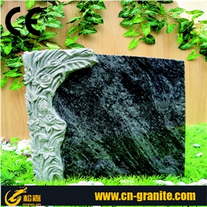 European Style Tombstone & Monument/Bahama Blue Granite Tombstone/Seablue Granite Monument/Royalblue Headstones/Flower Carving Gravestone