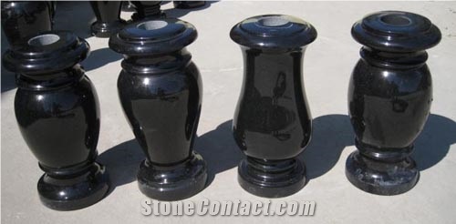 Granite Vases,Flower Holders,Monument Vases,Shanxi Black Monumental Vases