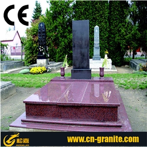 Lilac Headstone Western Style Tombstone European Style Stone Carving Cross Tombstone Granite Stone Tombstone and Monument