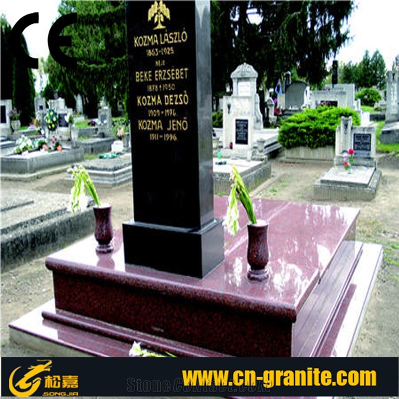 Lilac Headstone Western Style Tombstone European Style Stone Carving Cross Tombstone Granite Stone Tombstone and Monument