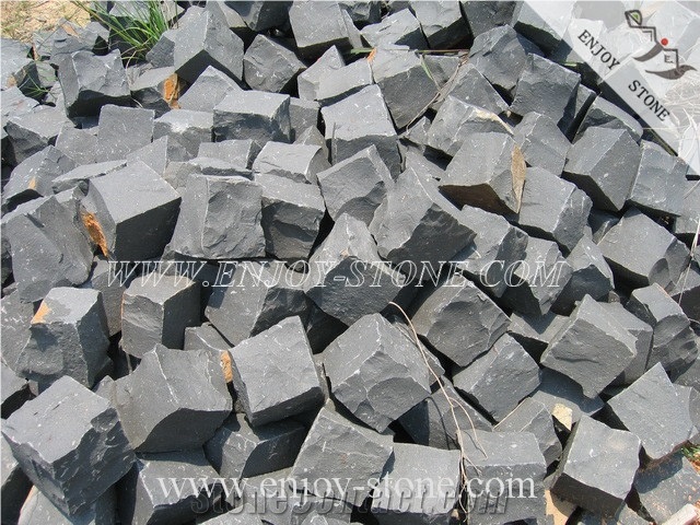 China Black Basalt/Zhangpu Black Basalt Cobble Stone for Sale/All Natural Cube Stone