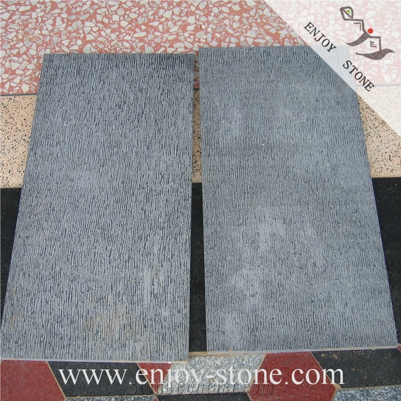 Chiseled Split Finished Zhangpu Black Basalt Cut to Size Tiles / Wall Cladding / Pavers 