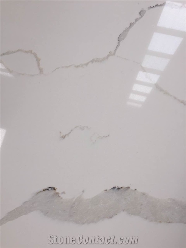 Bst Calacatta Nuvo White Quartz Stone Slab for Floor&Wall&Pre-Fabricated Tops with Polishing Quartz Surface and Various Edge Profiles