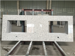 C8057 White Quartz Stone Size 3200*1600 or 3000*1400 for Pre-Fabricated Tops with Various Edge Profiles